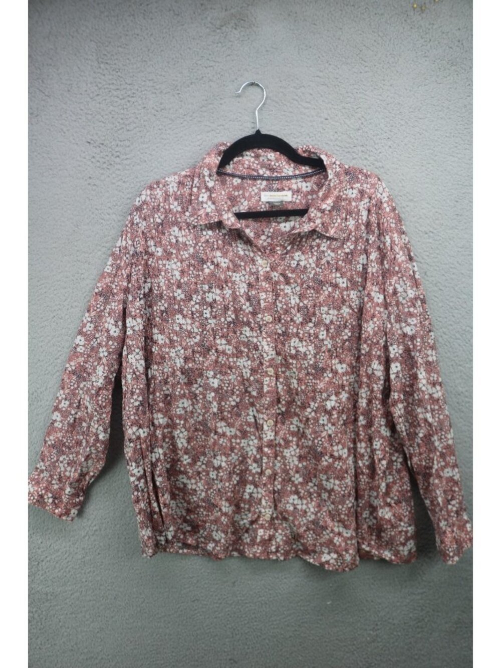 Pilcro by Anthropologie Long Sleeve Floral Button Up Tunic-Large-Cottagecore
